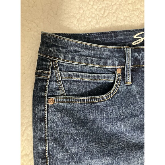 Seven7 Women's Slim Straight Jeans Size 8 Birch Blue Dark Wash Denim Stretch - Picture 4 of 11